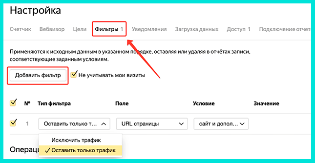 Фильтры - что это такое и как работает в Яндекс Метрике