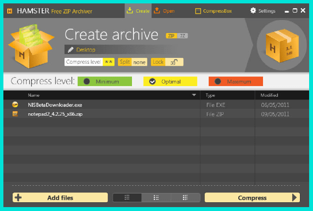 Hamster Free ZIP Archiver для работы с архивами